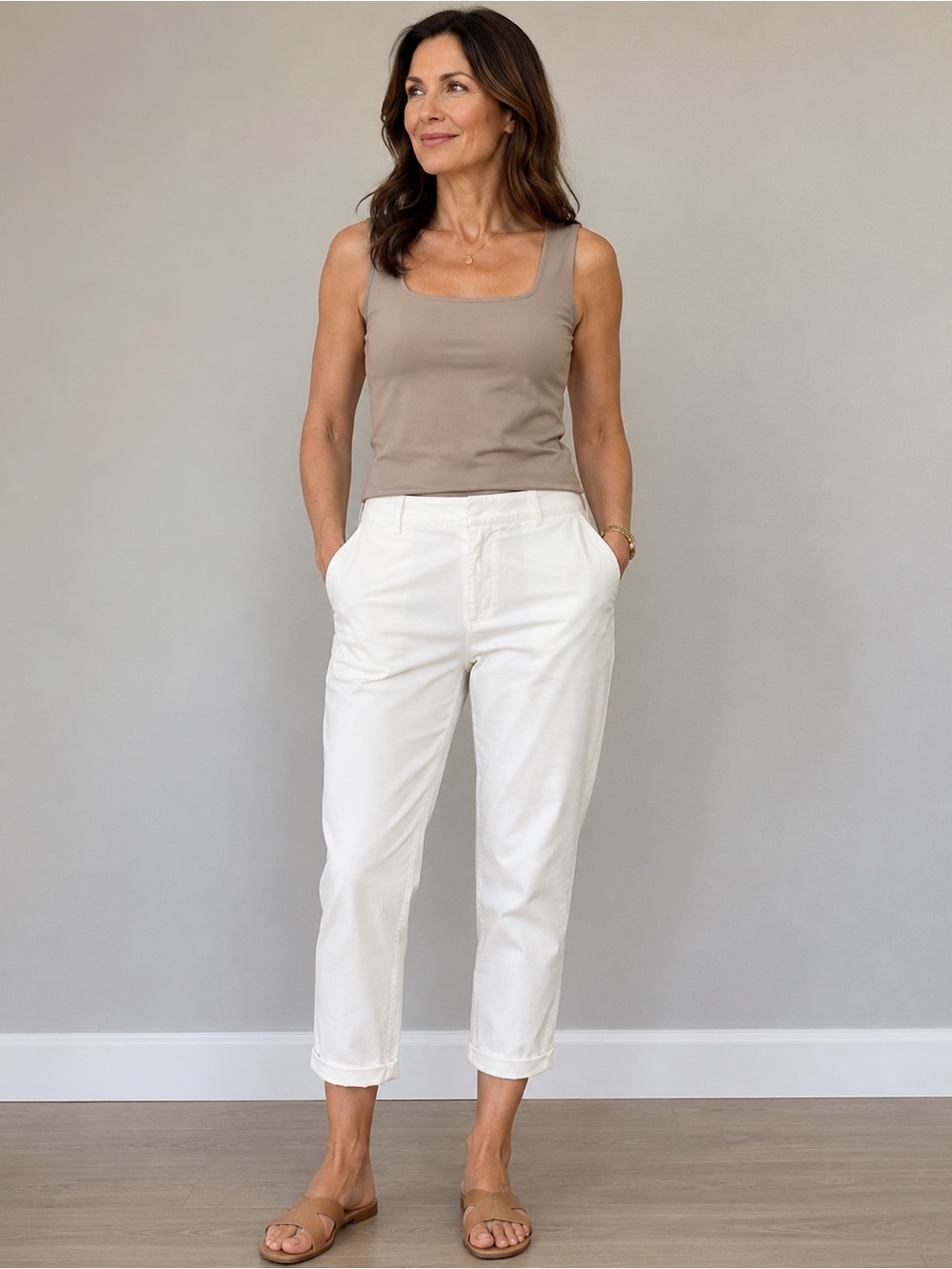 LOFT || White Cropped Straight-Leg Pants. Sz. 22 Plus